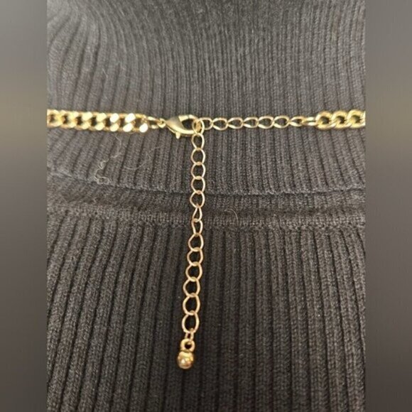 Chunky Red Black Gold Beaded Statement Necklace w/ Gold Tone Chain - Picture 6 of 6